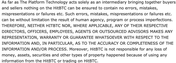Conditions générales de l'accord d'utilisation de HeathBTS Accord d'utilisation de hitbtc.com