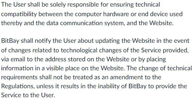 Responsabilité des clients de bitbay.net exchange Responsabilité du client BitBay