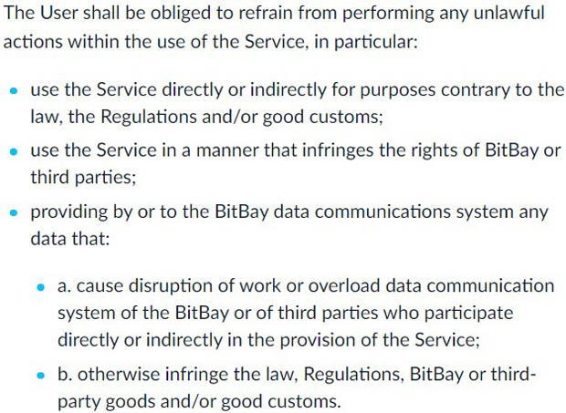 Conditions d'utilisation de BitBy Conditions d'utilisation de bitbay.net