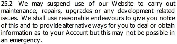 Le site City Index est suspendu pour des travaux de maintenance Suspension du site web City Index