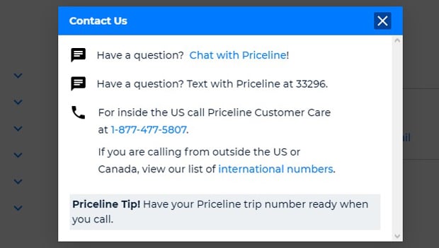 priceline.com tech support