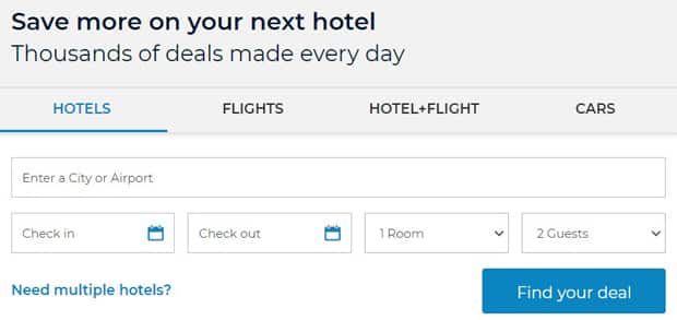 book.priceline.com formulaire de réservation