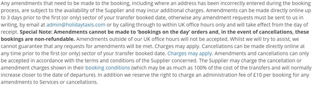 Commissions de service HolidayTaxis Commission des taxis de Holliday