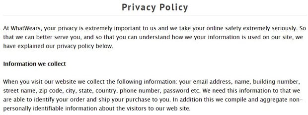 Politique de confidentialité de Whatwears