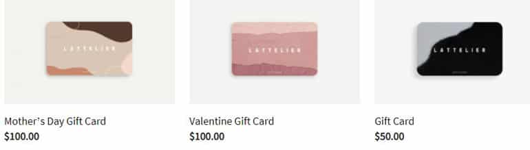 LATTELIER acheter une carte cadeau Cartes-cadeaux LATTELIER