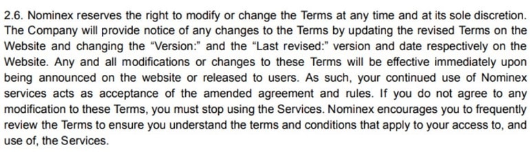 Accord d'utilisation de la bourse Nominex contrat d'utilisation de nominex.io
