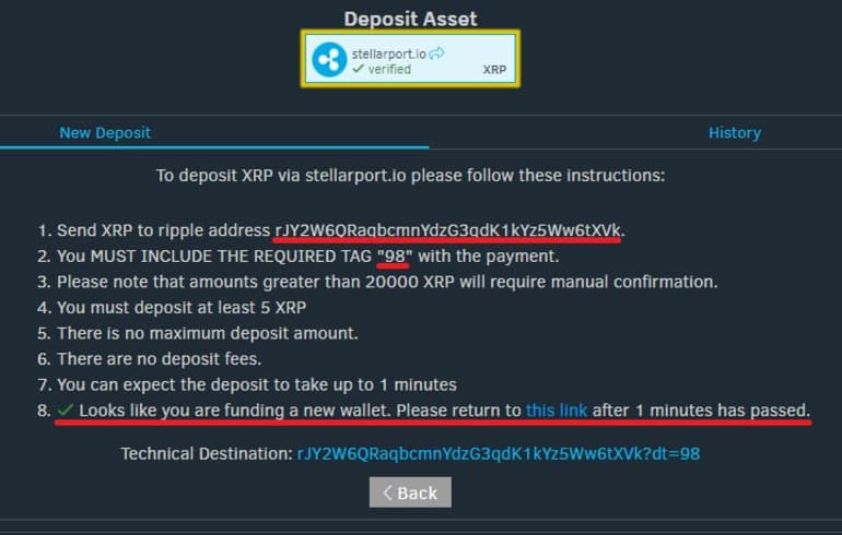 Instructions de dépôt Stellarport Instructions de dépôt Stellarport