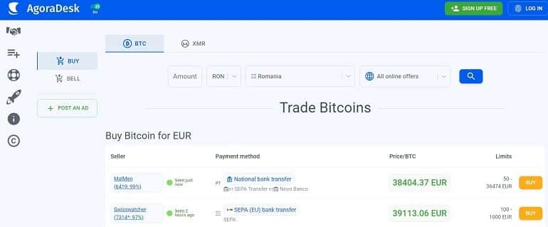 Enregistrement d'AgoraDesk sur le site de l'échange de crypto-monnaies Inscription en ligne sur AgoraDesk
