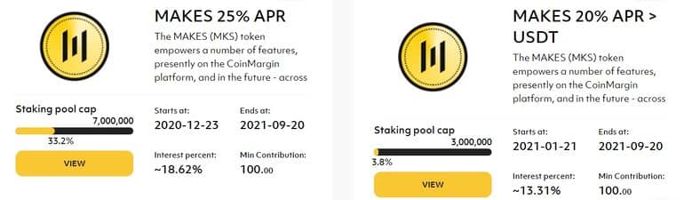 Les gains de CoinMargin provenant du steaking coinmargin.com vapeur