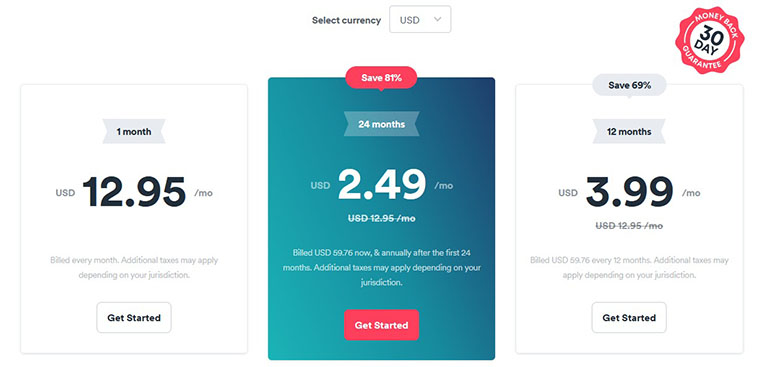 sélection des tarifs de surfshark.com Tarifs du Surfshark