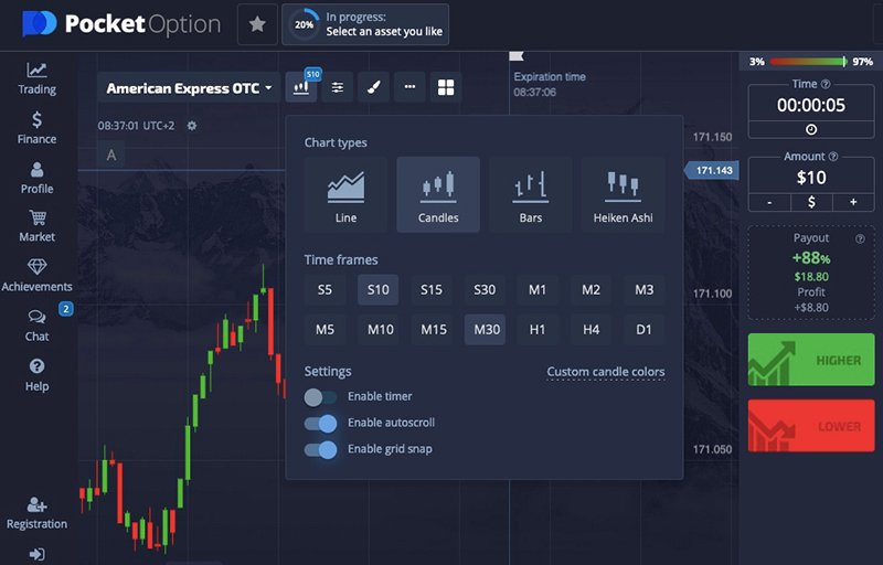 Pocket Option offre un terminal pratique