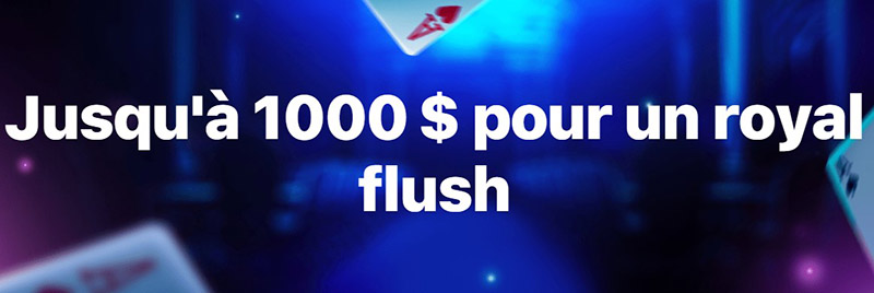 1win: Jusqu'à 1000 $ pour une quinte flush royale